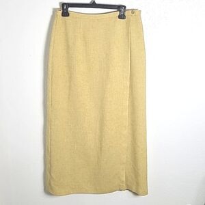 Lana Lee Yellow/Gold Tweed Wrap Maxi-Skirt, Size 16